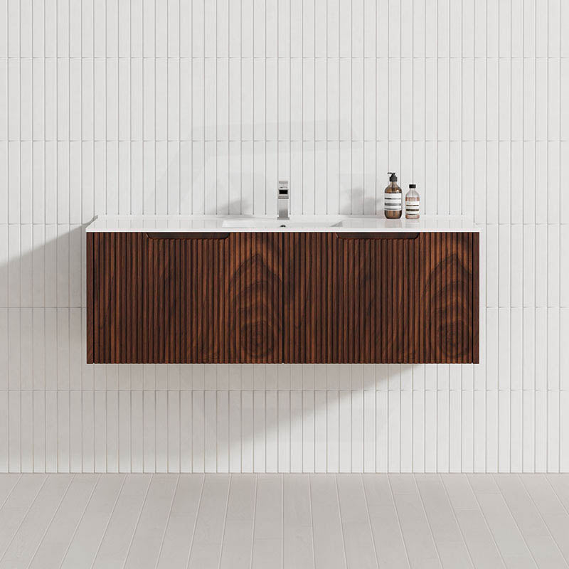 1200mm Vienna Wall Hung Single/Double Vanity Fluted Style PVC Coating 5 Colours Available