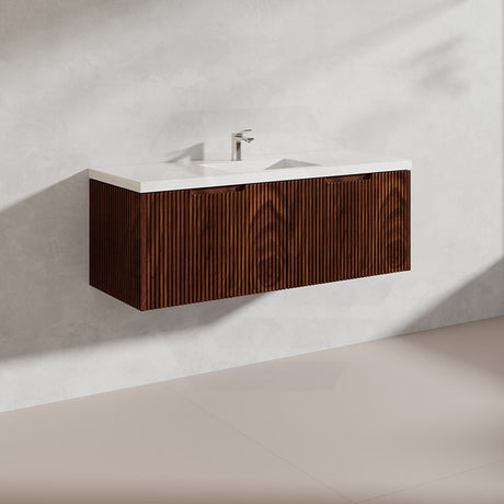 1200mm Vienna Wall Hung Single/Double Vanity Fluted Style PVC Coating 5 Colours Available