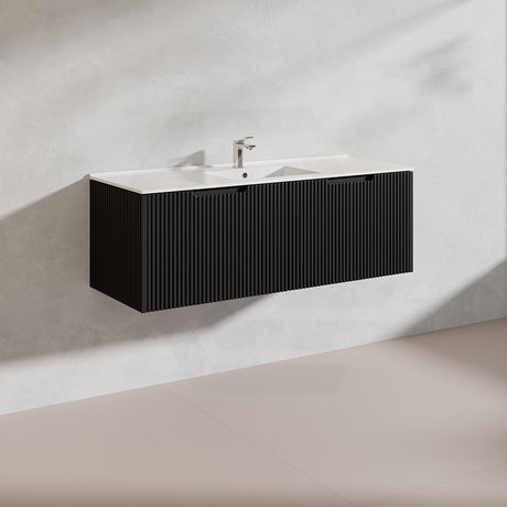 1200mm Vienna Wall Hung Single/Double Vanity Fluted Style PVC Coating 5 Colours Available
