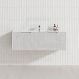 600-1500Mm Wall Hung Vanity Fluted Style Matt White Color Pvc Coating Bathroom Vanities
