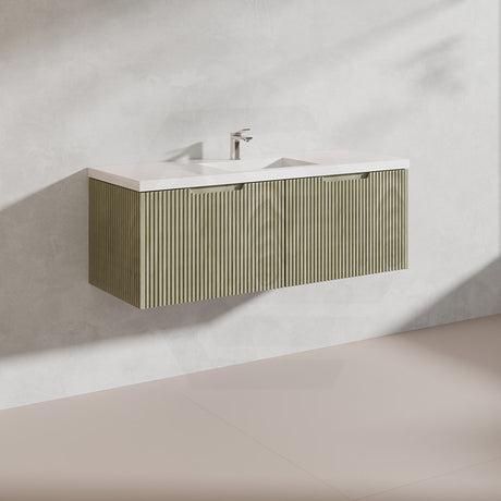 1200mm Vienna Wall Hung Single/Double Vanity Fluted Style PVC Coating 5 Colours Available