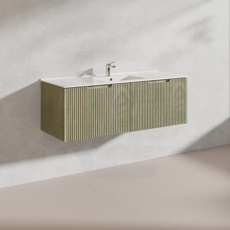 1200mm Vienna Wall Hung Single/Double Vanity Fluted Style PVC Coating 5 Colours Available