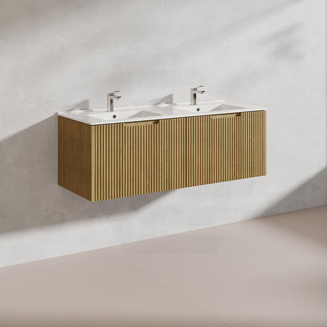 1200mm Vienna Wall Hung Single/Double Vanity Fluted Style PVC Coating 5 Colours Available