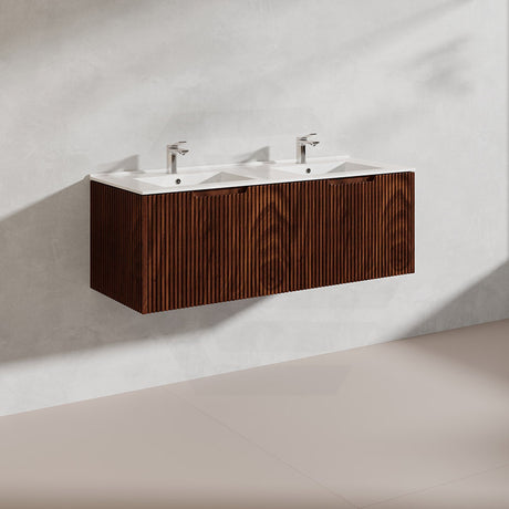 1200mm Vienna Wall Hung Single/Double Vanity Fluted Style PVC Coating 5 Colours Available