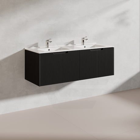 1200mm Vienna Wall Hung Single/Double Vanity Fluted Style PVC Coating 5 Colours Available