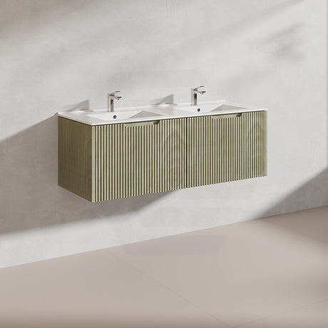 1200mm Vienna Wall Hung Single/Double Vanity Fluted Style PVC Coating 5 Colours Available