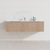 600-1500Mm Wall Hung Vanity Fluted Style American Oak Color Pvc Coating 1500Mm / With Classic