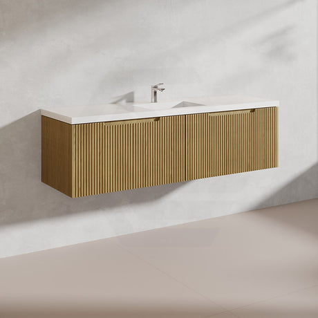 1500mm Vienna Wall Hung Single/Double Vanity Fluted Style PVC Coating 5 Colours Available