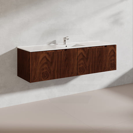 1500mm Vienna Wall Hung Single/Double Vanity Fluted Style PVC Coating 5 Colours Available