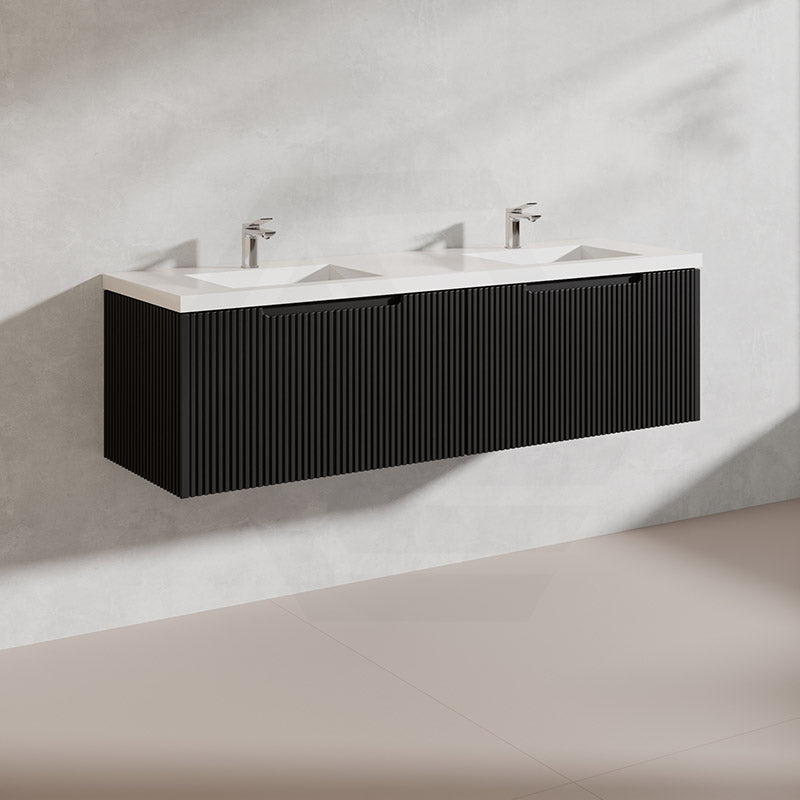 1500mm Vienna Wall Hung Single/Double Vanity Fluted Style PVC Coating 5 Colours Available