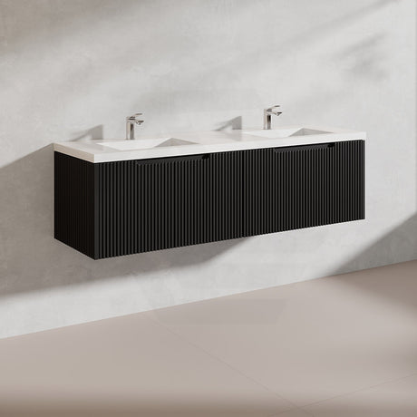 1500mm Vienna Wall Hung Single/Double Vanity Fluted Style PVC Coating 5 Colours Available
