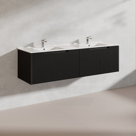 1500mm Vienna Wall Hung Single/Double Vanity Fluted Style PVC Coating 5 Colours Available