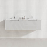 600-1500Mm Wall Hung Vanity Fluted Style Matt White Color Pvc Coating Bathroom Vanities