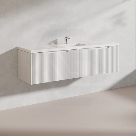 1500mm Vienna Wall Hung Single/Double Vanity Fluted Style PVC Coating 5 Colours Available