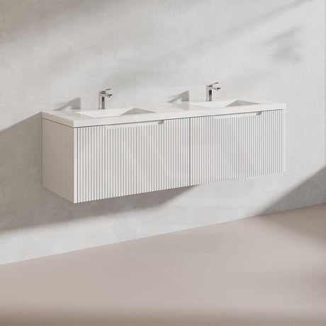 1500mm Vienna Wall Hung Single/Double Vanity Fluted Style PVC Coating 5 Colours Available
