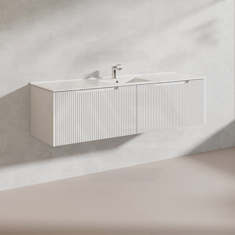 1500mm Vienna Wall Hung Single/Double Vanity Fluted Style PVC Coating 5 Colours Available