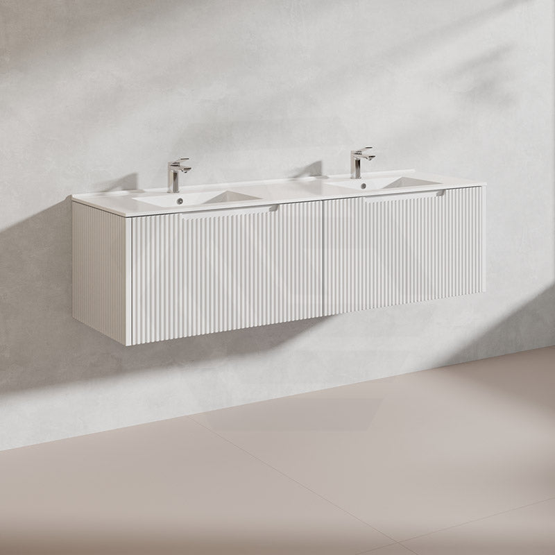 1500mm Vienna Wall Hung Single/Double Vanity Fluted Style PVC Coating 5 Colours Available