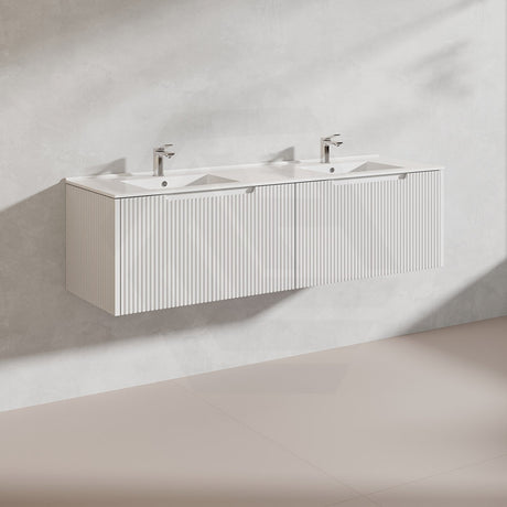 1500mm Vienna Wall Hung Single/Double Vanity Fluted Style PVC Coating 5 Colours Available
