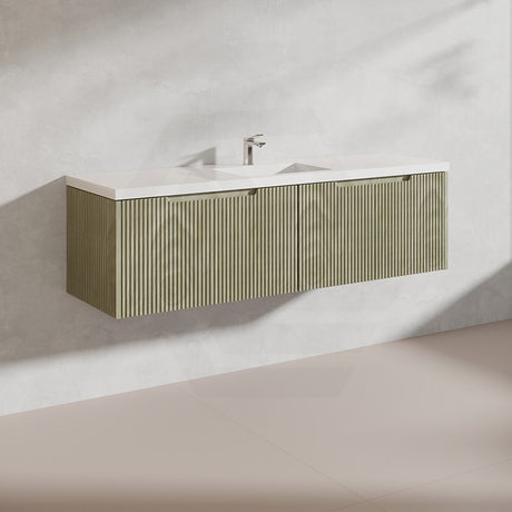 1500mm Vienna Wall Hung Single/Double Vanity Fluted Style PVC Coating 5 Colours Available