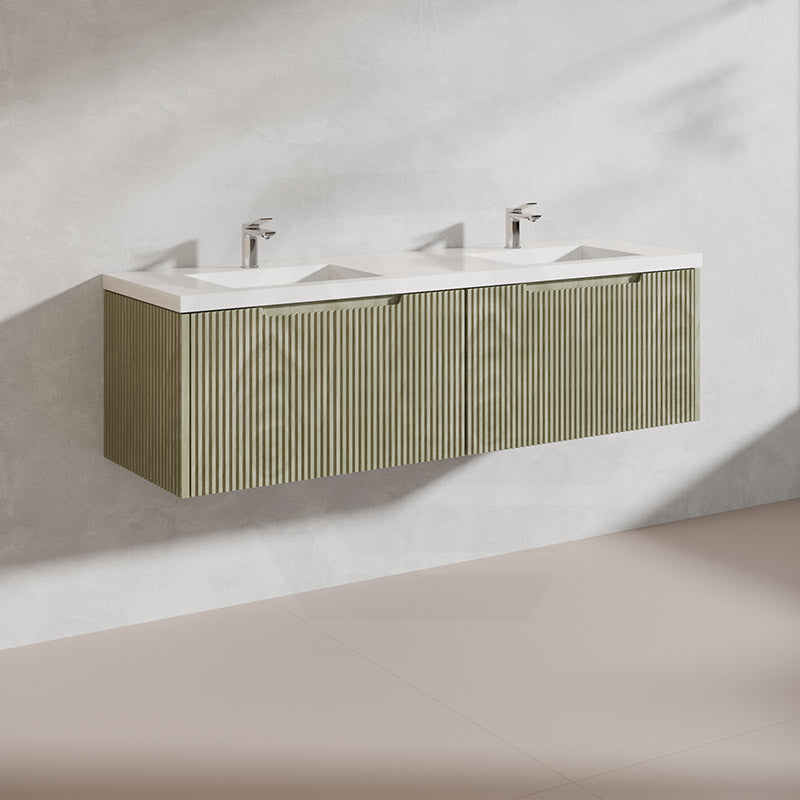 1500mm Vienna Wall Hung Single/Double Vanity Fluted Style PVC Coating 5 Colours Available