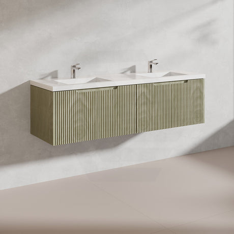 1500mm Vienna Wall Hung Single/Double Vanity Fluted Style PVC Coating 5 Colours Available