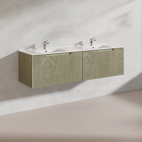 1500mm Vienna Wall Hung Single/Double Vanity Fluted Style PVC Coating 5 Colours Available