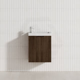 450x250x550mm Wall Hung Vanity Left Hand Hinge with Overflow Poly Top Brown Oak