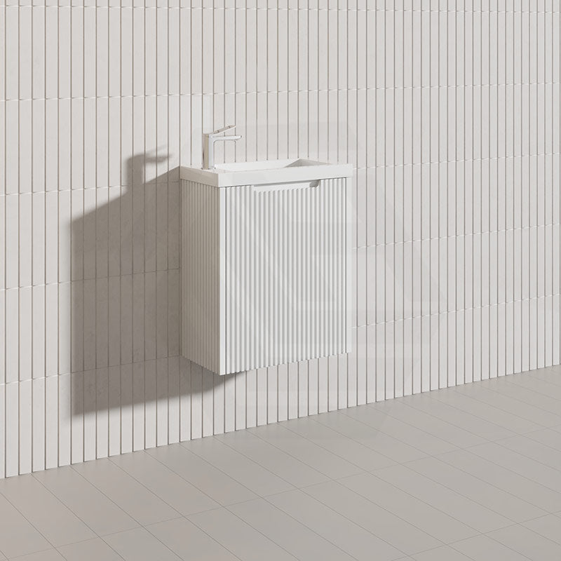 450x250x550mm Wall Hung Vanity Left Hand Hinge with Overflow Poly Top Matt White