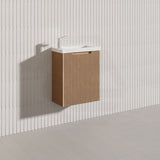 450x250x550mm Wall Hung Vanity Left Hand Hinge with Overflow Poly Top Solid Timber