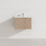 600-1500Mm Wall Hung Vanity Fluted Style American Oak Color Pvc Coating Bathroom Vanities