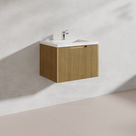 600mm Vienna Wall Hung Vanity Fluted Style PVC Coating 5 Colours Available