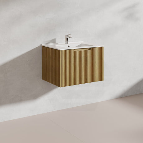 600mm Vienna Wall Hung Vanity Fluted Style PVC Coating 5 Colours Available