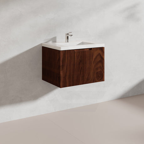 600mm Vienna Wall Hung Vanity Fluted Style PVC Coating 5 Colours Available