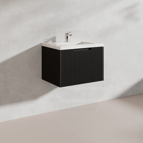 600mm Vienna Wall Hung Vanity Fluted Style PVC Coating 5 Colours Available