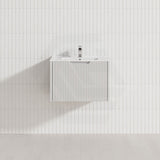 600-1500Mm Wall Hung Vanity Fluted Style Matt White Color Pvc Coating Bathroom Vanities