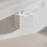 600mm Vienna Wall Hung Vanity Fluted Style PVC Coating 5 Colours Available