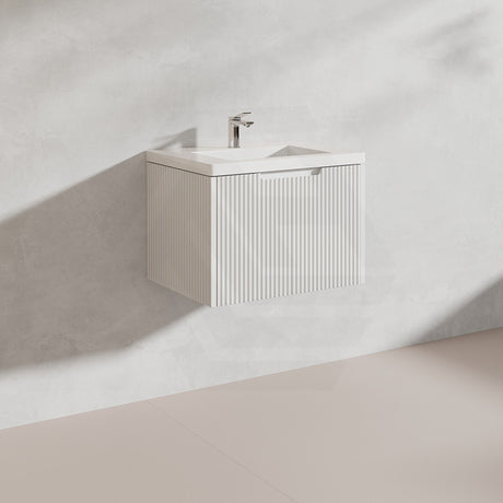 600mm Vienna Wall Hung Vanity Fluted Style PVC Coating 5 Colours Available