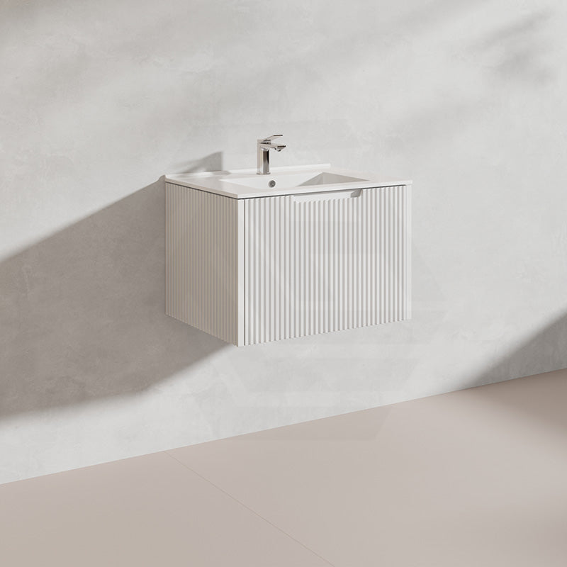600mm Vienna Wall Hung Vanity Fluted Style PVC Coating 5 Colours Available