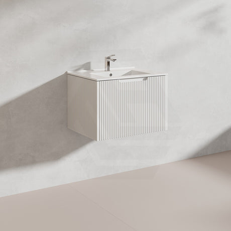 600mm Vienna Wall Hung Vanity Fluted Style PVC Coating 5 Colours Available