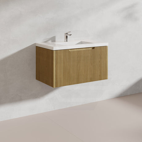 750mm Vienna Wall Hung Vanity Fluted Style PVC Coating 5 Colours Available