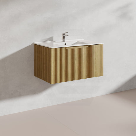 750mm Vienna Wall Hung Vanity Fluted Style PVC Coating 5 Colours Available