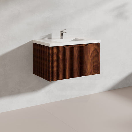 750mm Vienna Wall Hung Vanity Fluted Style PVC Coating 5 Colours Available