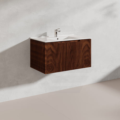 750mm Vienna Wall Hung Vanity Fluted Style PVC Coating 5 Colours Available