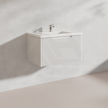 750mm Vienna Wall Hung Vanity Fluted Style PVC Coating 5 Colours Available