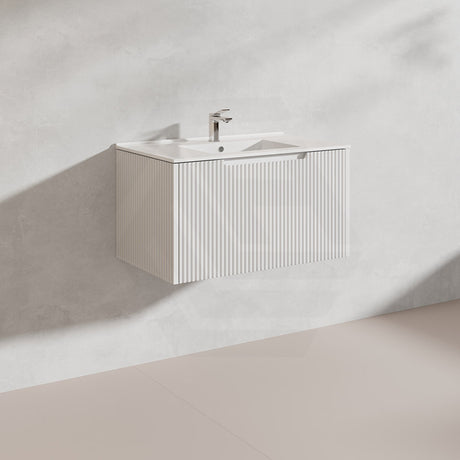 750mm Vienna Wall Hung Vanity Fluted Style PVC Coating 5 Colours Available
