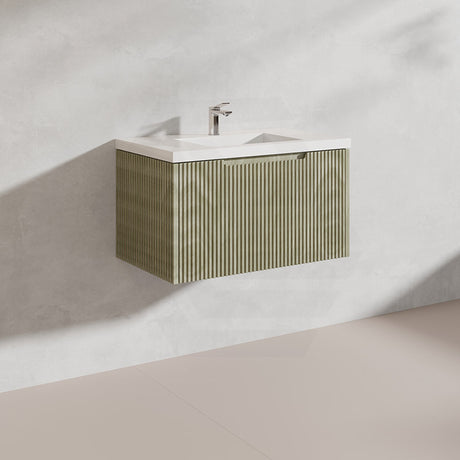 750mm Vienna Wall Hung Vanity Fluted Style PVC Coating 5 Colours Available