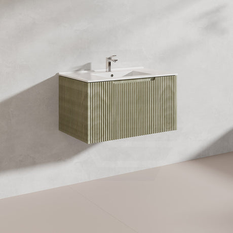750mm Vienna Wall Hung Vanity Fluted Style PVC Coating 5 Colours Available