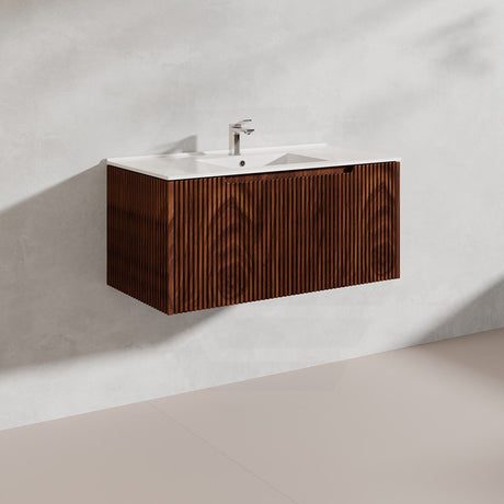 900mm Vienna Wall Hung Vanity Fluted Style PVC Coating 5 Colours Available