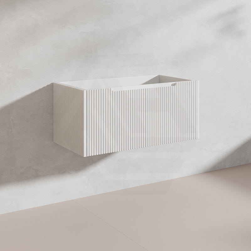 900mm Vienna Wall Hung Vanity Fluted Style PVC Coating 5 Colours Available