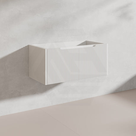 900mm Vienna Wall Hung Vanity Fluted Style PVC Coating 5 Colours Available